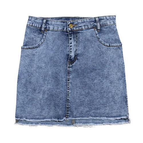 Women's High Stretch A-Line Mini Skirt in Washed Denim