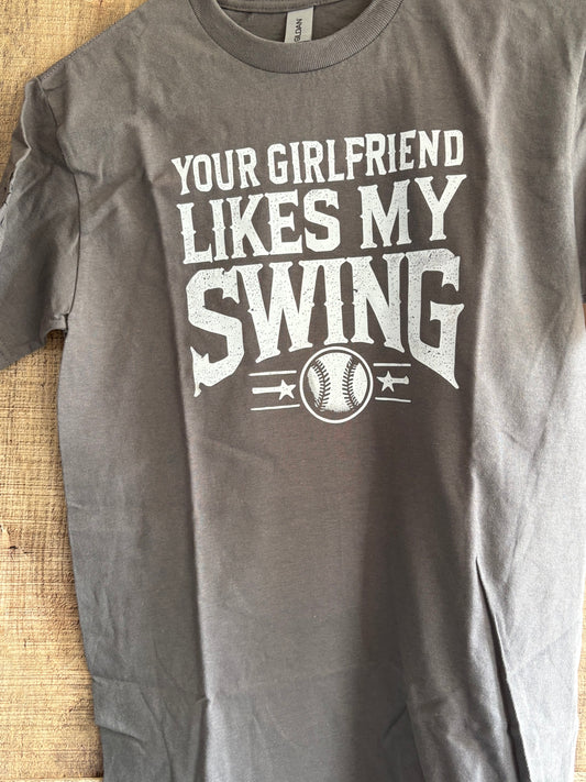 Your Girlfriend Likes My Swing  Baseball Tee | Youth