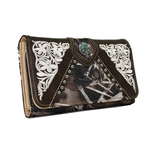 7.5 x 4.5 in. Western Turquoise Concho Accented Wallet