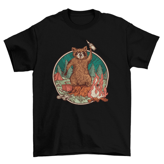 Camping raccoon t-shirt