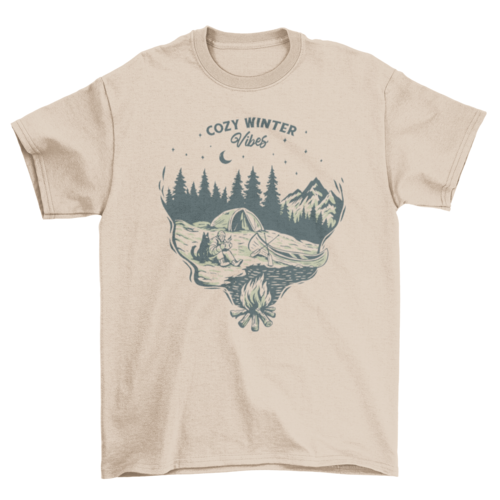 Winter camping nature t-shirt