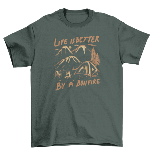 Camping nature tent and bonfire t-shirt