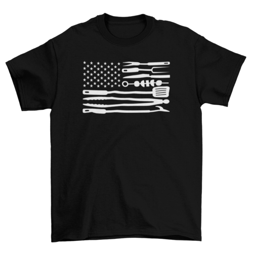 American flag bbq tools t-shirt