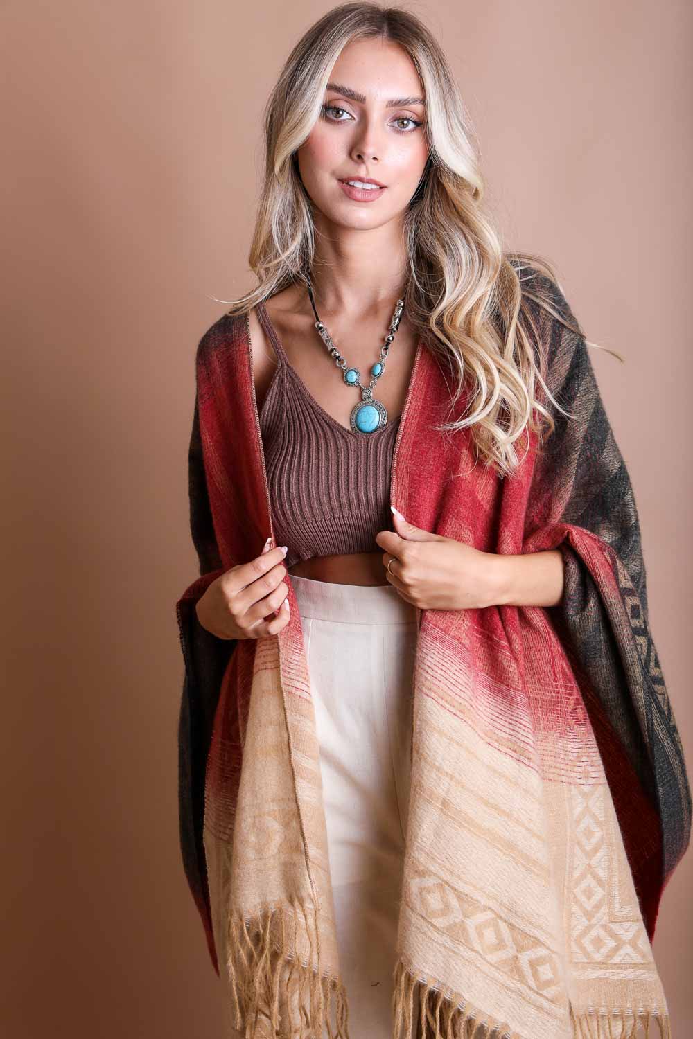 Western Style Colorblend Tassel Serape